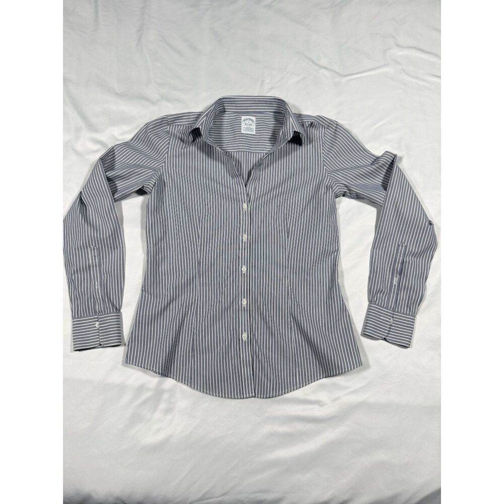 Brooks Brothers Women’s Sz 4 Fitted Non-Iron Stretch Striped Button Down Shirt